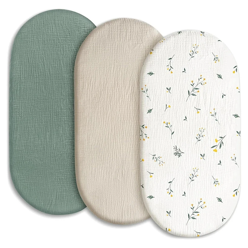 1PC New Color Baby Muslin Bassinet Sheets Print Breathable Elastic Cozy Fitted Cotton Bassinet Mattress Sheet for Baby Boy Girls