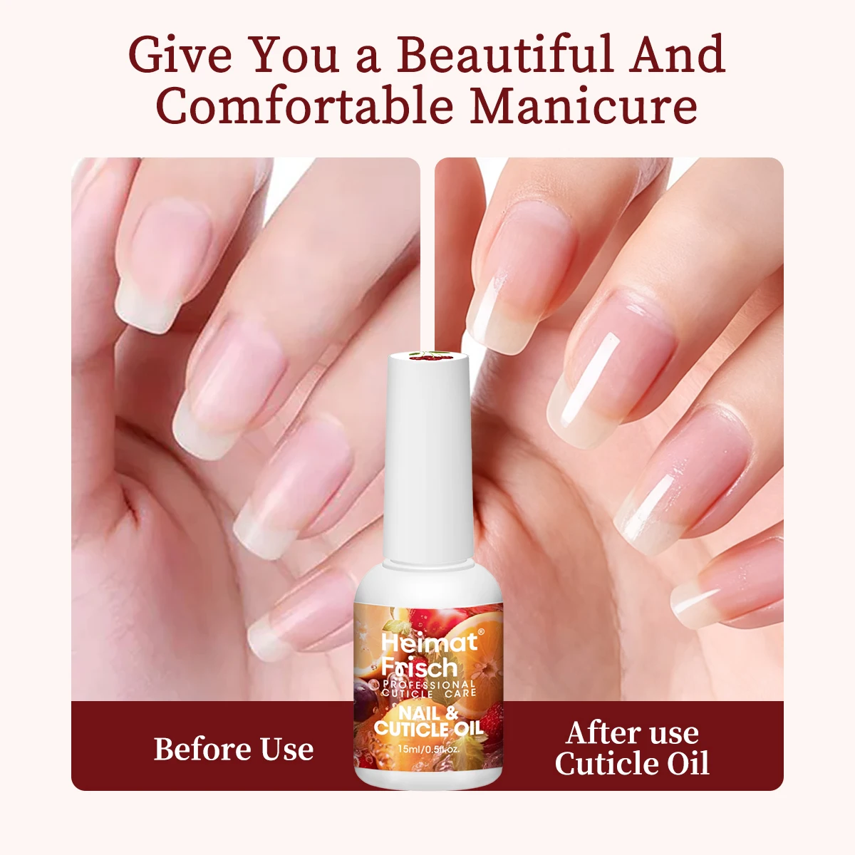 Heimat Frisch Olio nutriente per unghie a bottiglia singola/Olio per il trattamento delle unghie: la formula è duratura e idratante, facile da applicare
