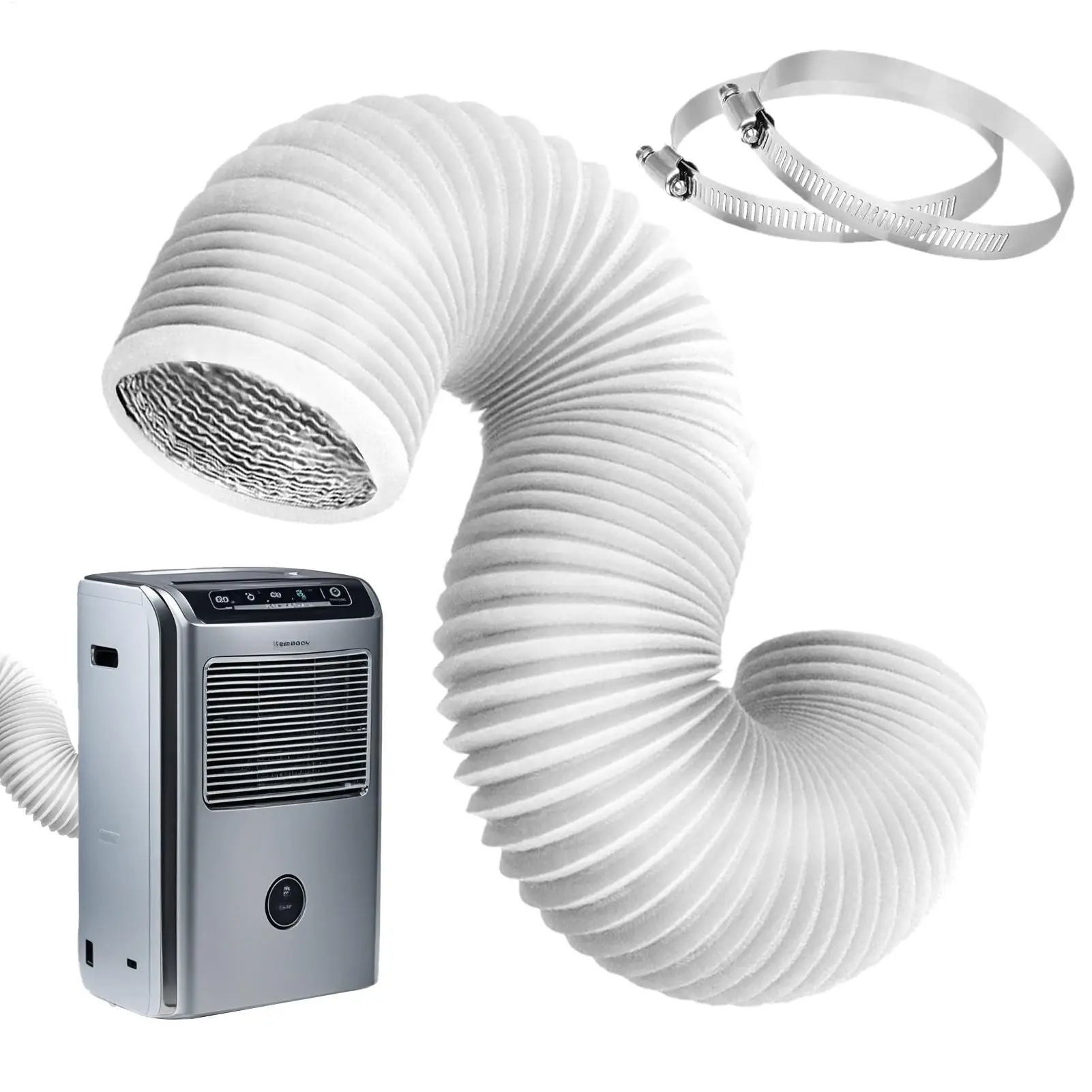 Portable air conditioner exhaust hose 4inch flexible insulated PVC foil exhaust hose with 2 clamps suitable for HVAC ventilation