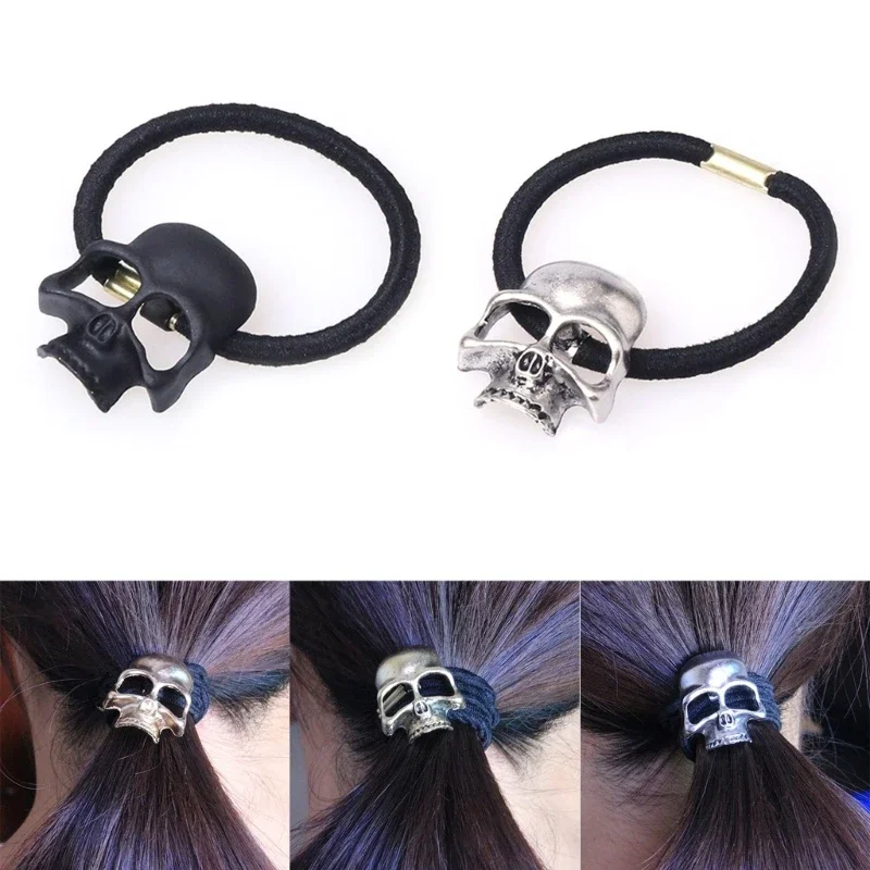 Skull Scrunchies Skull Hair Tie Skull Elastic Bands Halloween Ponytail Holder Punk Hair Scrunchies Goth Hair Tie