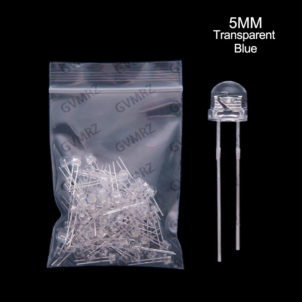 100pcs 3mm 5mm Round & Straw Hat Short Lead Multiple Colors LED Diode Indicator Assortment Blue Purple Red White