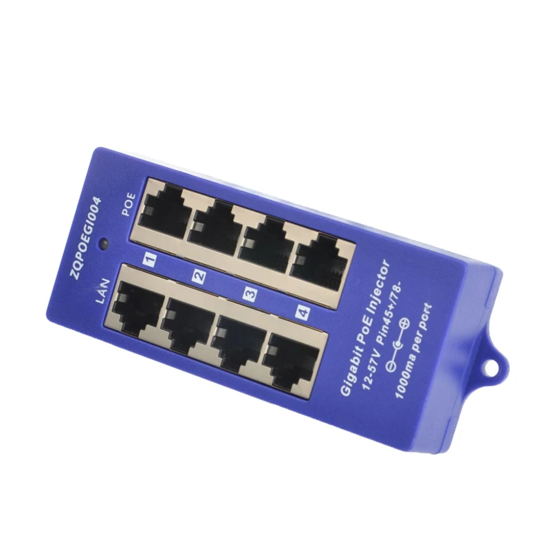 4 Port Gigabit PoE Injector Midspan 24V 48V Operation Mode B for IP Camera, MikroTik and Other Networking Devices