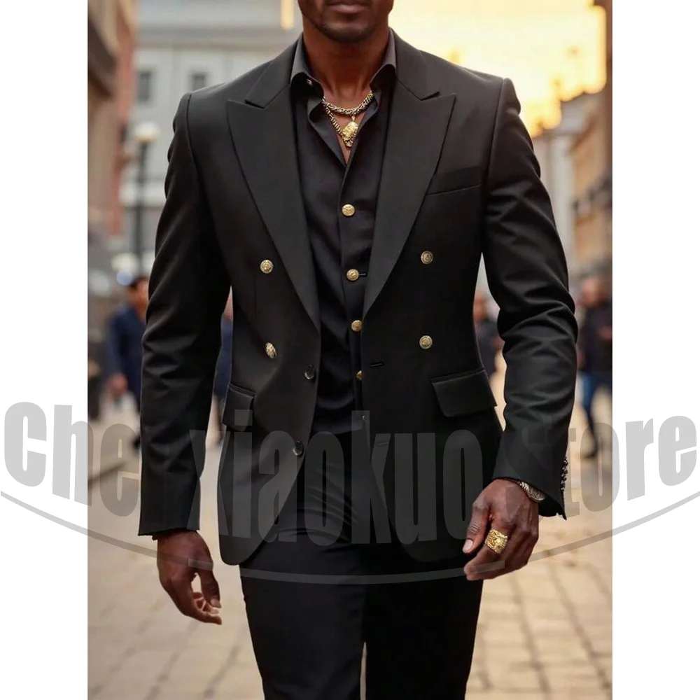 

Men Suits Fashion Peak Lapel Smart Casual Daily Outfits Wedding Party Stylish High Quality Tailored Suit (Blazer+Pants)