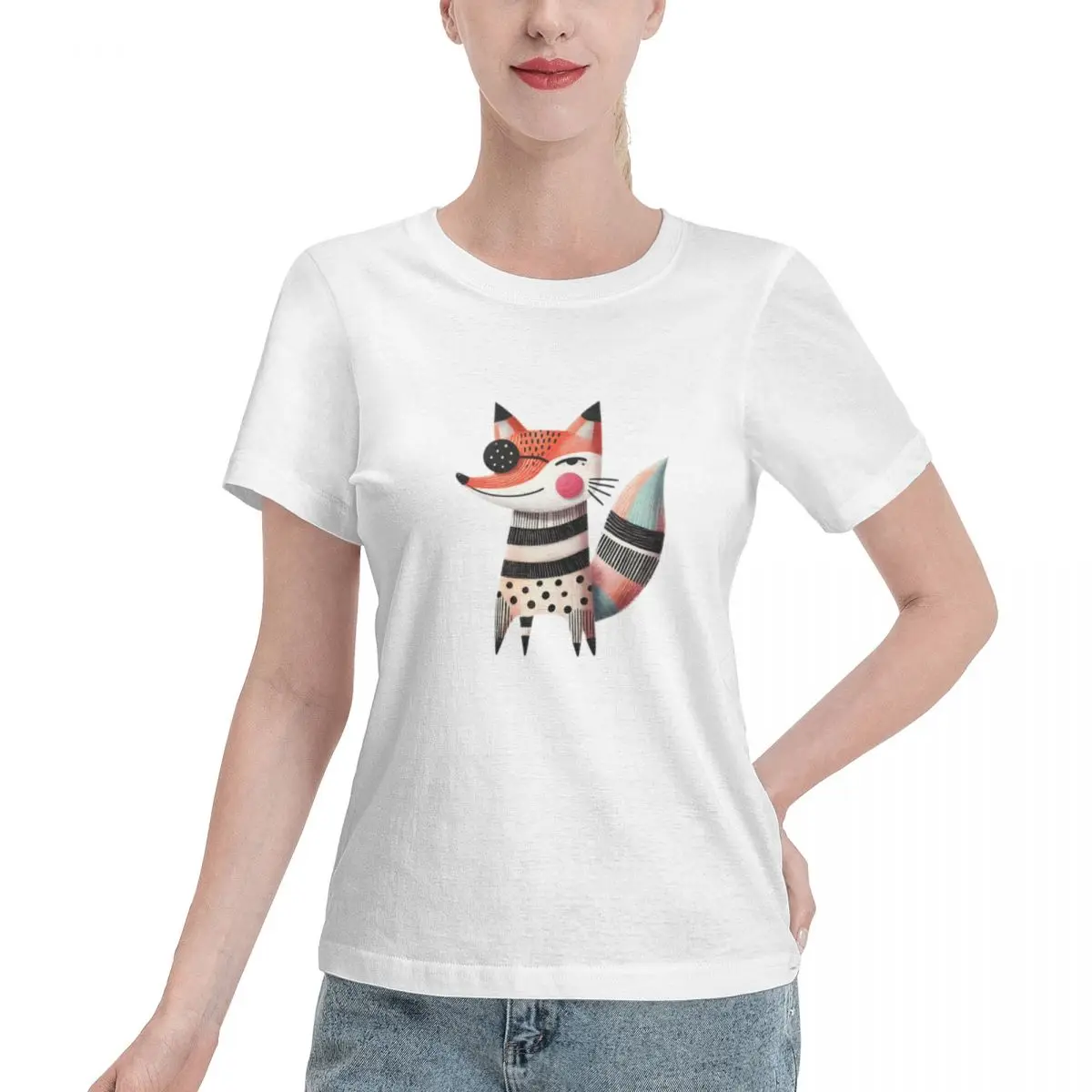 Limited Offer Cute Colorful Funny Fox Cartoon Animal Women's T-shirt Streetwear Korean Fashion Top