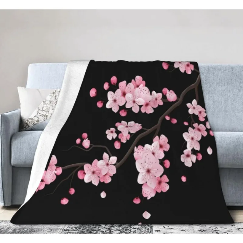 

Super soft flannel blanket, suitable for sofa, camping, travel, soft and comfortable cherry blossom blanket