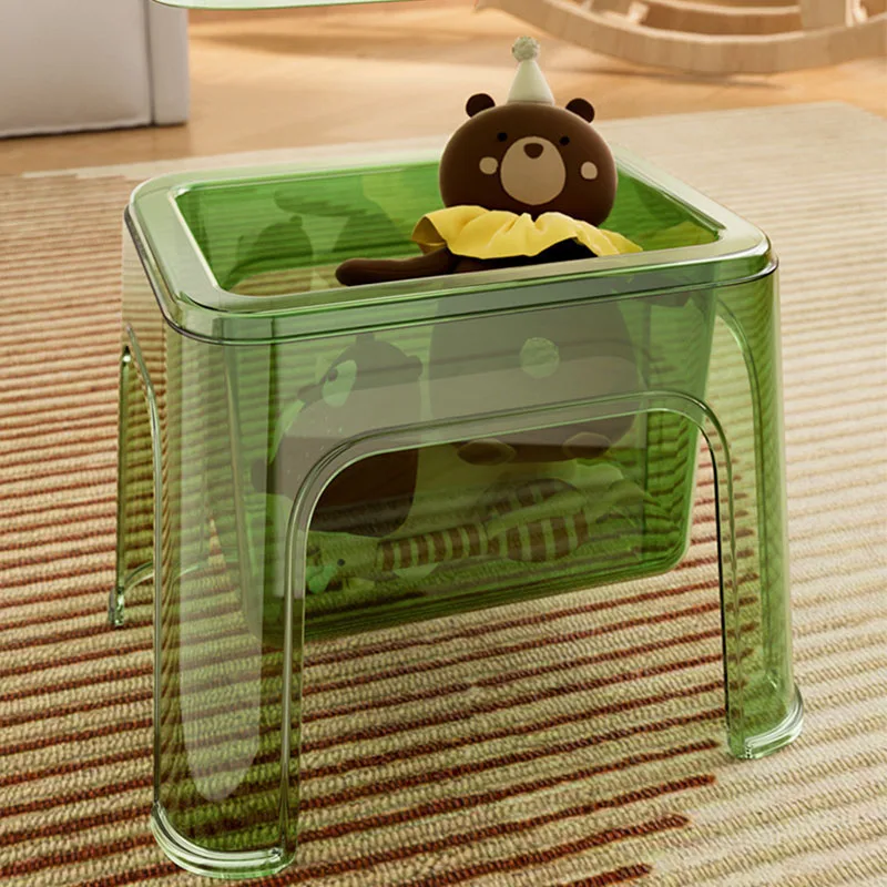 Foot Stool Household Clear Storage Step Stool Transparent Footstool Shoe Changing Stool For Home Laundry Living Room Bedroom