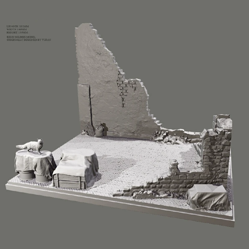 

1/35 Story Platform Scene Ruins Resin Model Figure Gk Micro Miniature 3d Printed White Model Toy Unassembled And Unpainted Kit