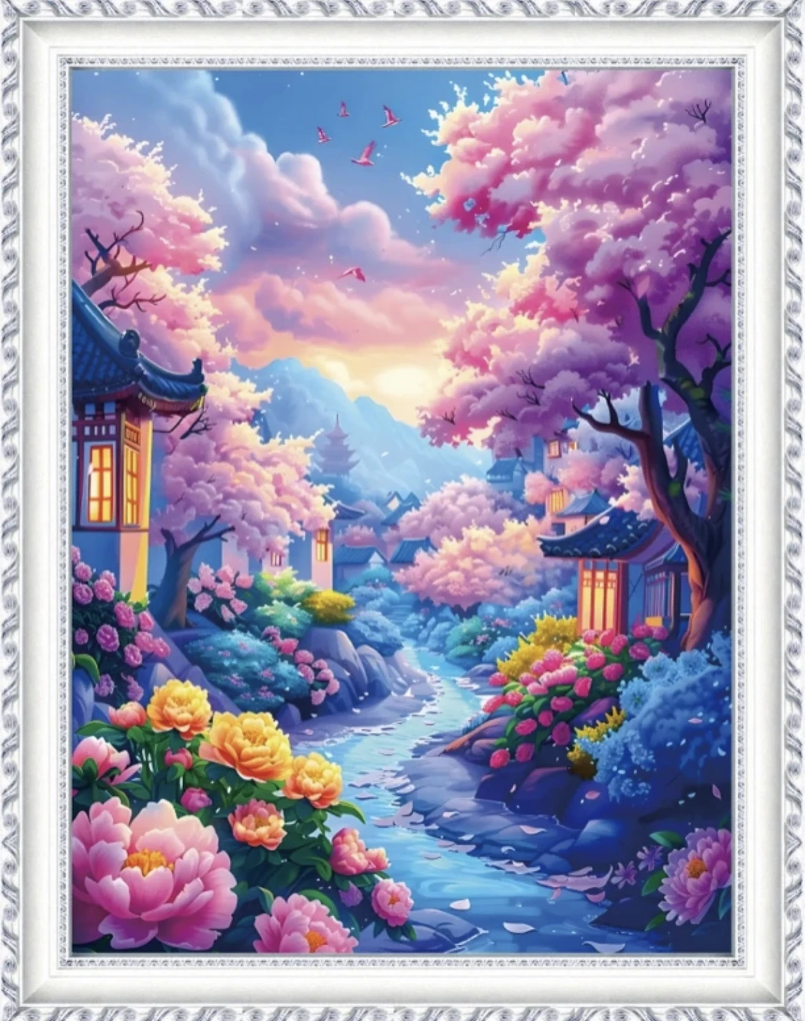 

9ct 60x80cm Purple Beautiful Scenery Cross Stitch Embroidery DIY Printed Kits Needlework Set Home Decor Crafts New