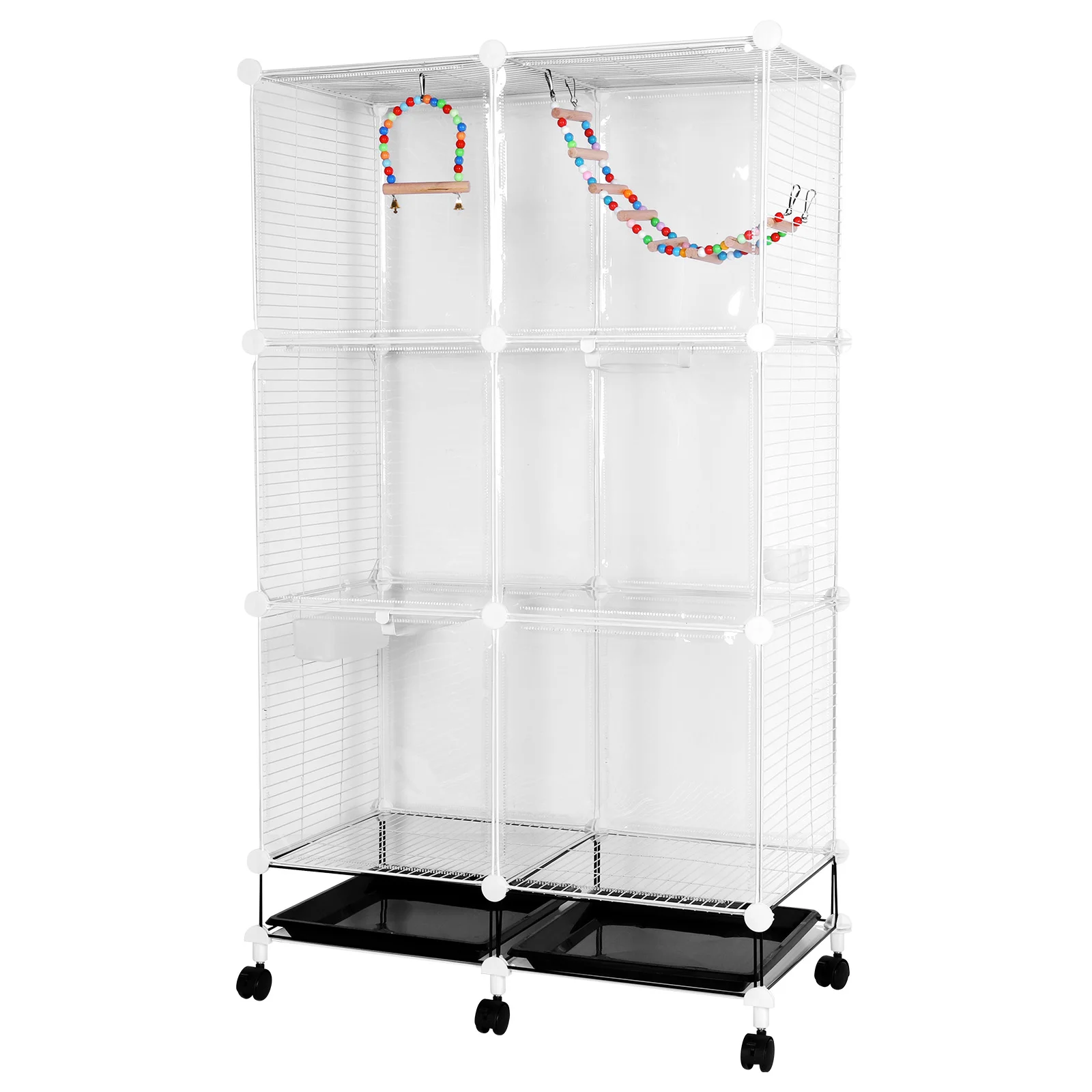 

Large Bird Cage Net With Toilet Breeding Box Removable Tray Luxury Multi Level Villa Parrot Cockatiel Budgie Conure Mesh Aviary