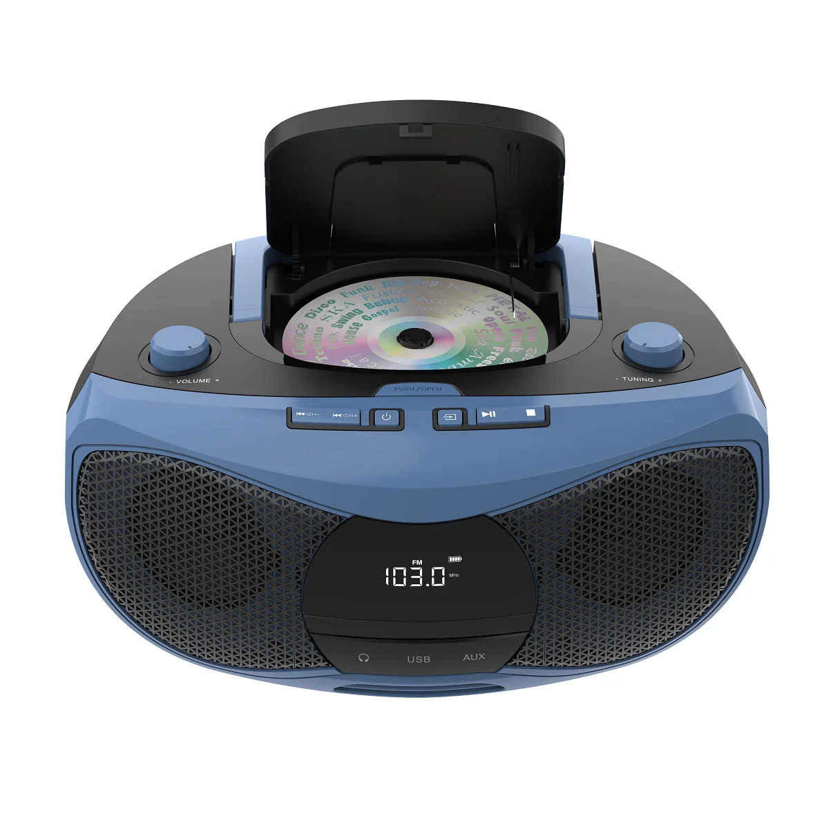 Portable CD/DVD/VCD Boombox with BT AM/FM Radio Stereo Sound and Remote Control AUX/USB Drive Cassette Player Combo