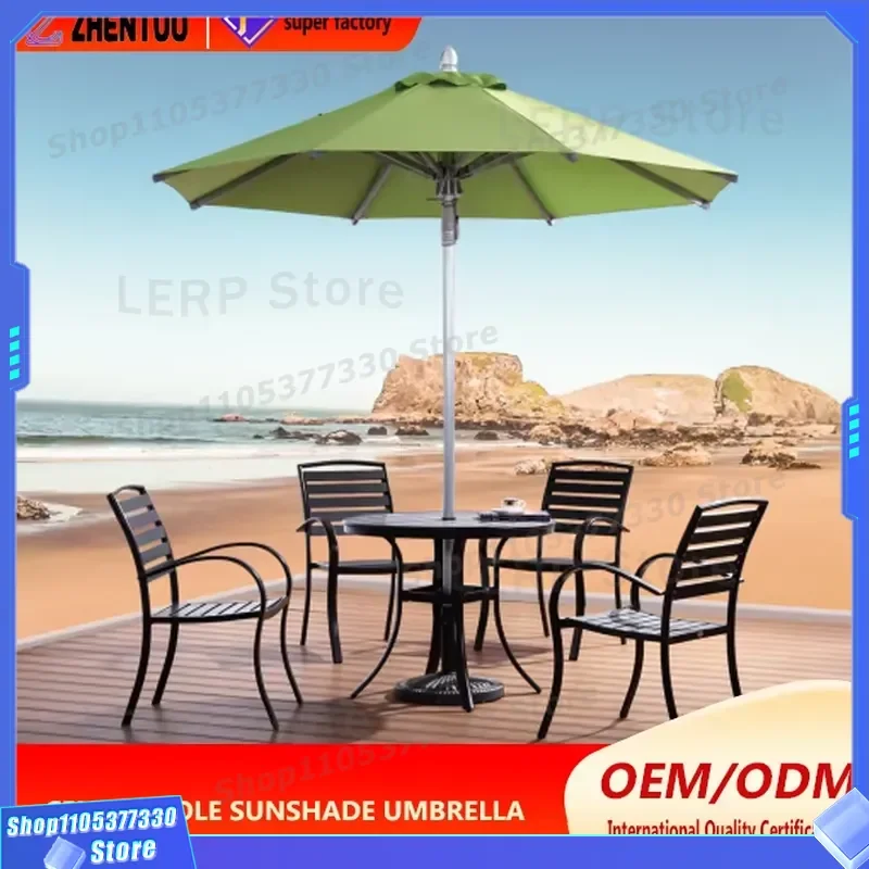 Outdoor Garden Courtyard Manual Telescopic Aluminum Alloy Sun Umbrella with 48 Columns Waterproof Modern Design