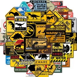 50Pcs Jurassic Warning Dinosaur Sign Stickers Decals Guitar Laptop Phone Luggage Motorcycle Waterproof Sticker Kid Toy