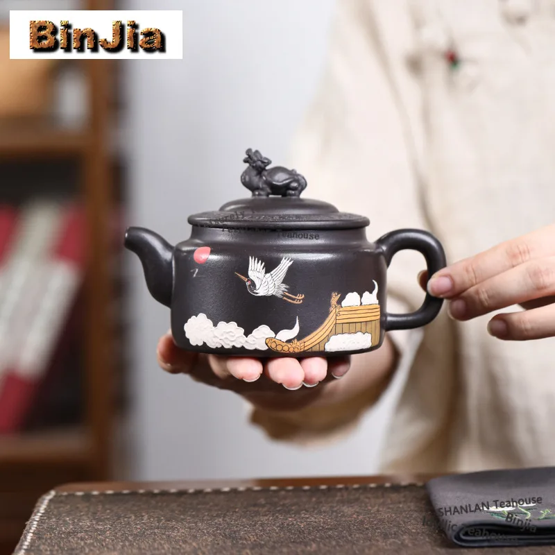 300ml Traditional Yixing Purple Clay Teapots Master Handmade Dragon Turtle Pot Raw Ore Stone Yellow Mud Kettle Zisha Tea Set