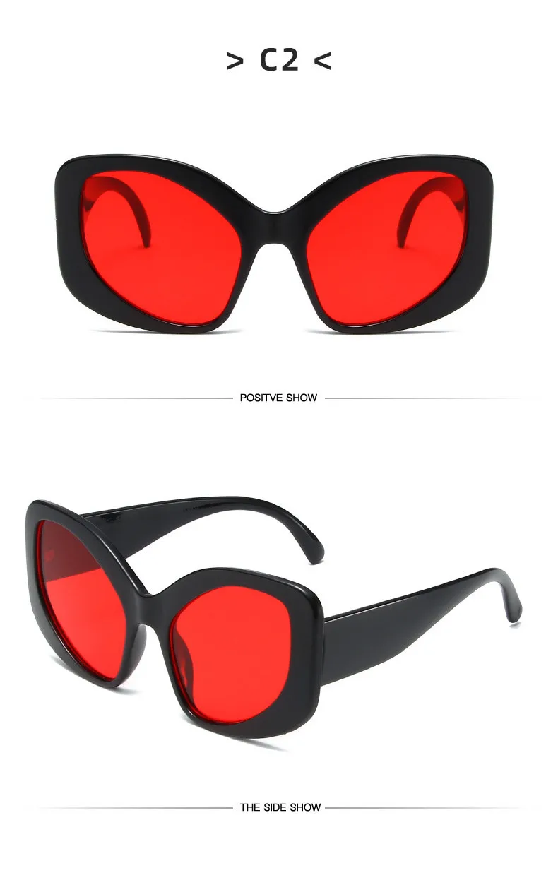 Vintage UV400 Unregelmäßige Schutzbrille Sport Sonnenbrille Y2K Shades Übergroße Sonnenbrille Wrap Around für Damen und Herren mit Metallscharnier – Detail 5