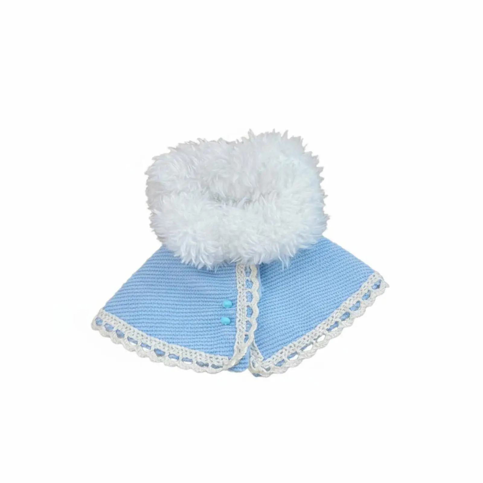 Plush Doll Outfit Winter Cape Knitted Doll Apparel Lace Button Closure for 10cm Ball Jointed Dolls Costume