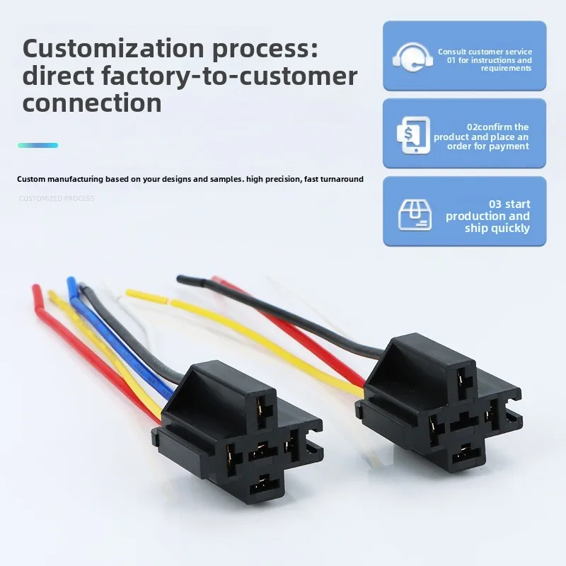40A Car Relay Socket 4Pin 5Pin Automotive Relay Base with 14cm Harness Cable 1.5mm² Wiring Harness Connector