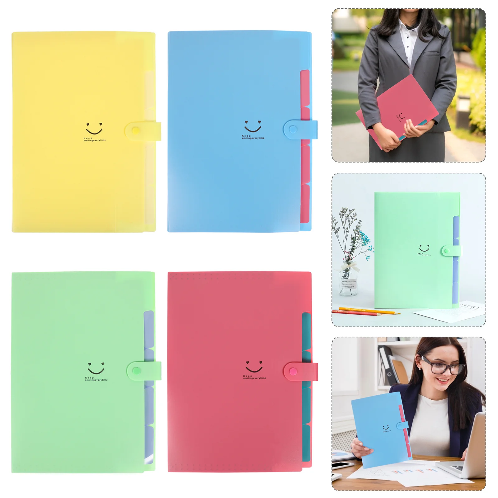4 قطعة A4 الأكورديون مجلد البلاستيك توسيع منظم الملفات متعدد الطبقات جيوب حامل مستندات للمكتب المنزل المدرسة السفر #3