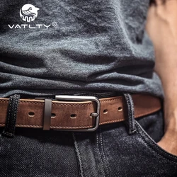VATLTY 3.3cm Leather Belt for Men Original Cowhide Metal Buckle Casual Belt Genuine Leather Jeans Belt Waistband Male Girdle