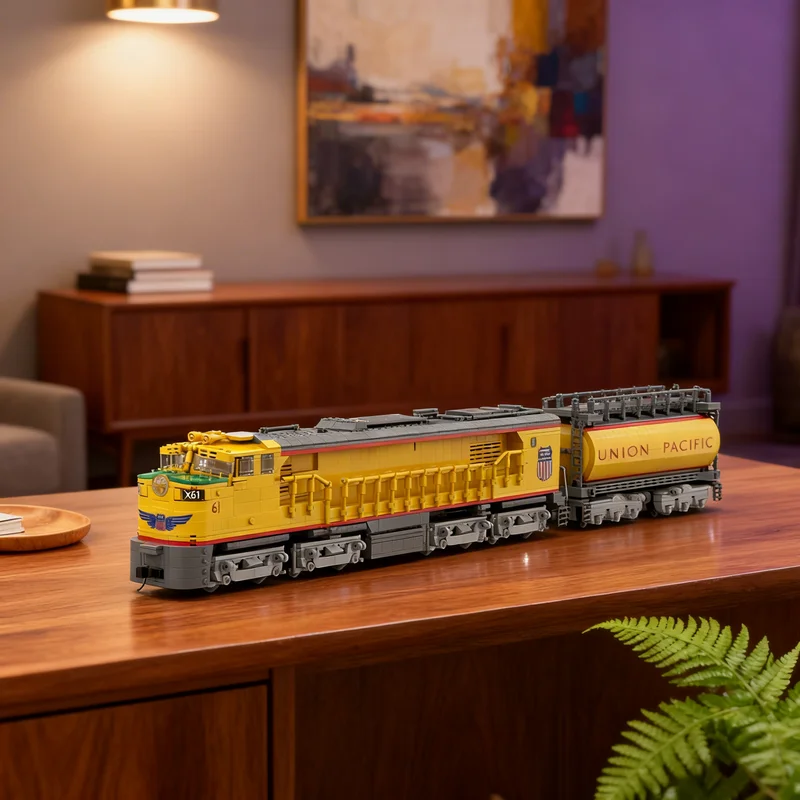 

3542 детали MOC Union Pacific GTEL: Модель поезда с верандой и топливозаправщиком, конструктор, подарок, креативный коллекционный декор для демонстрации