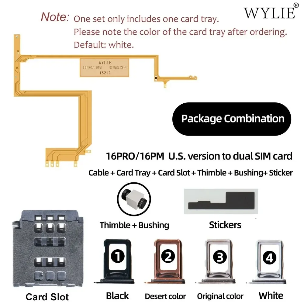 WYLIE Dual Card Flex Ca ‮ фб ‬ e со встроенным ленточным кабелем с двумя картами, наклейкой для карточек для iPhone 16, набор инструментов для версии США