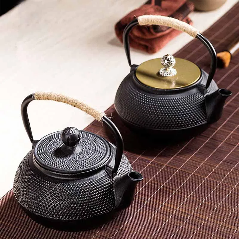 Imagem -04 - Bule de Ferro Fundido Japonês Tetsubin Artesanal Fogão a Gás Chaleira de Água Bule Preto com Filtro de Infusor Conjunto de Chá Kung fu