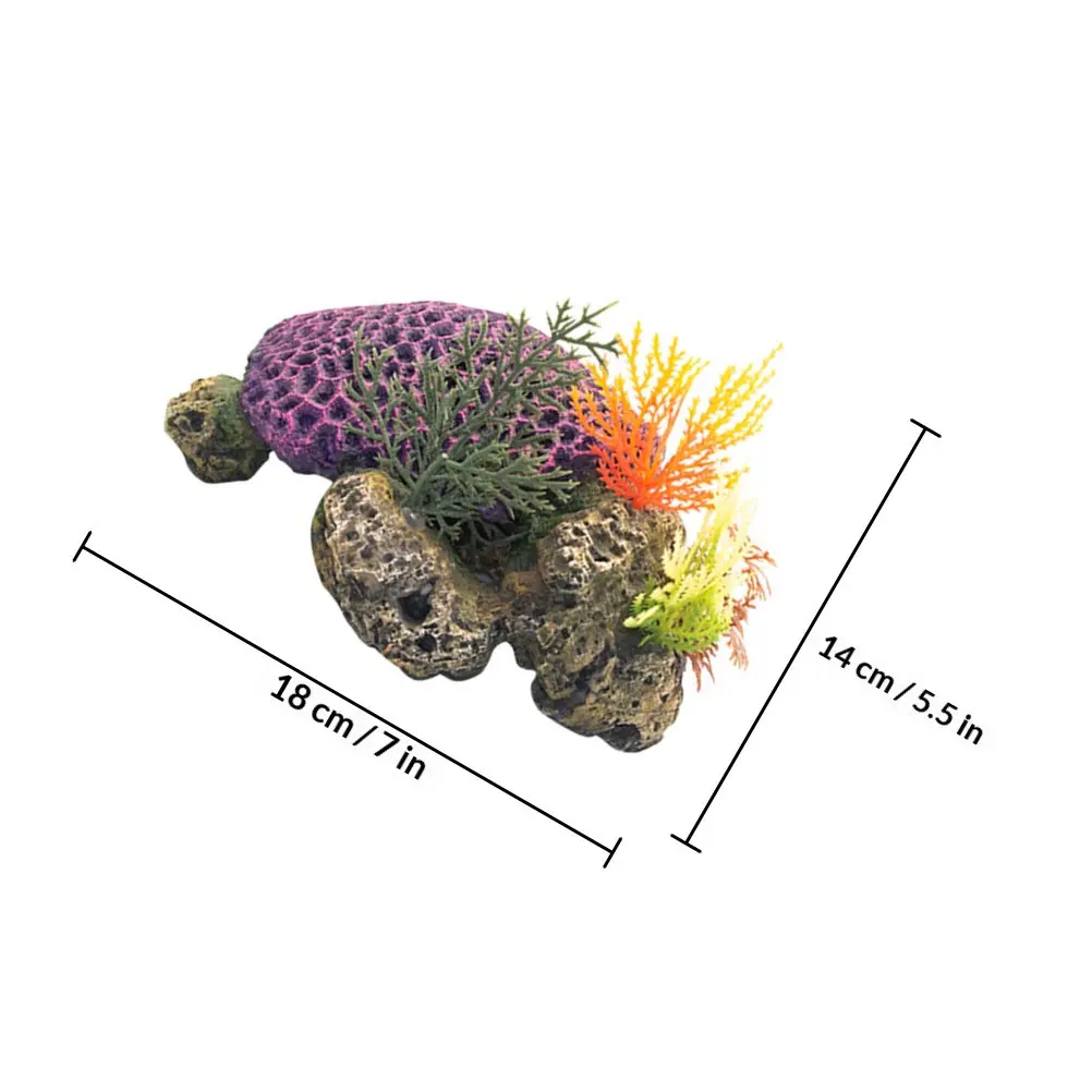1Pcs Realistic Turtle Design Artificial Coral Ornament Resin Aquarium Decor Fish Tank Accessory Small Compact Vivid