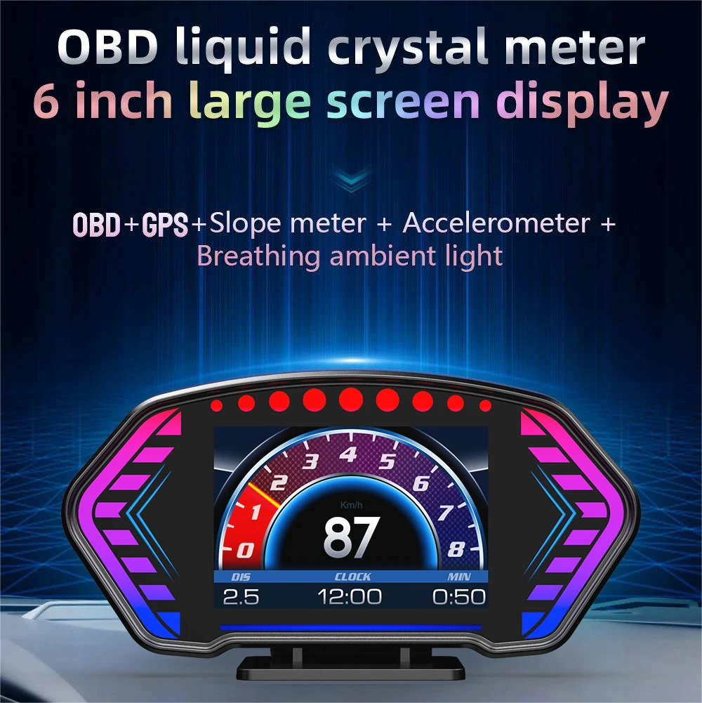 

ANCEL P3 HUD Head Up Display Auto Display OBD2+GPS Smart Car HUD Gauge Digital OBD Speed Security Alarm Water&Oil Temp RPM