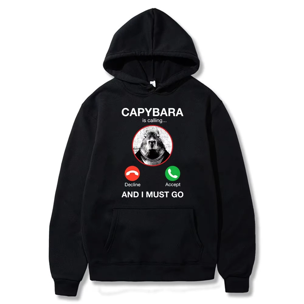 2026 Cute Ok I Pull Up Capybara Print Hoodie Men's Fashion Casual Oversized Hooded Sweatshirts Gothic Pu
