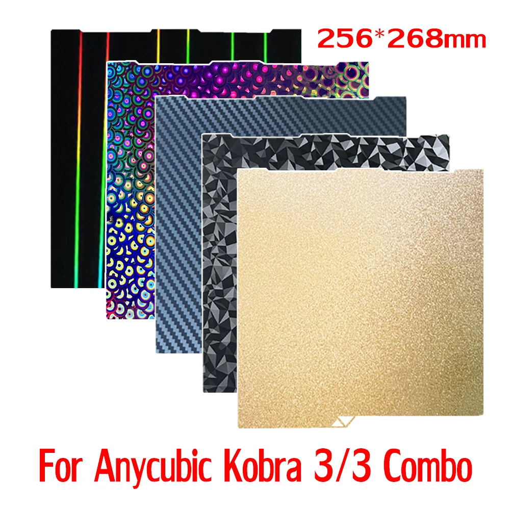 

PEO PEI PET Plate For Anycubi Kobra 3 Build Plate Kobra 3 Combo Sheet 256x268 Spring Steel Sheet for Anycubic Kobra 3 PEI Plate