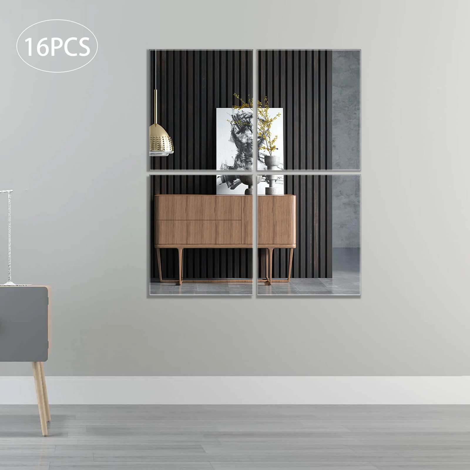 

16 PCS Home Gym Mirror Tiles 14'' x 12'' Glass Frameless Mirror Large Wall Mirror for Home Gym,Bedroom,Door,Bathroom