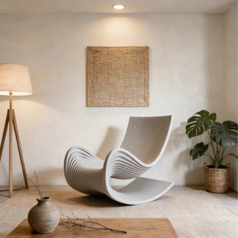 

Free armchair, solid birch comfortable seat with armrests, unique shape, suitable for sculptural