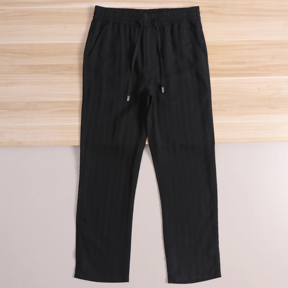 Linen Blend Casual Pants Loose Straight Leg Comfortable Breathable Elastic Waist Men's Summer Fashionable Loose Fit Trousers