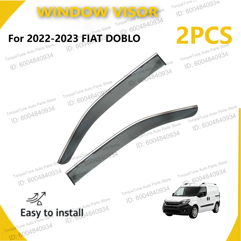 Premium Window Visor for 2022-2023 FIAT DOBLO, Car Door Rain Guard, Side Sun Visor, Wind and Weather Shield