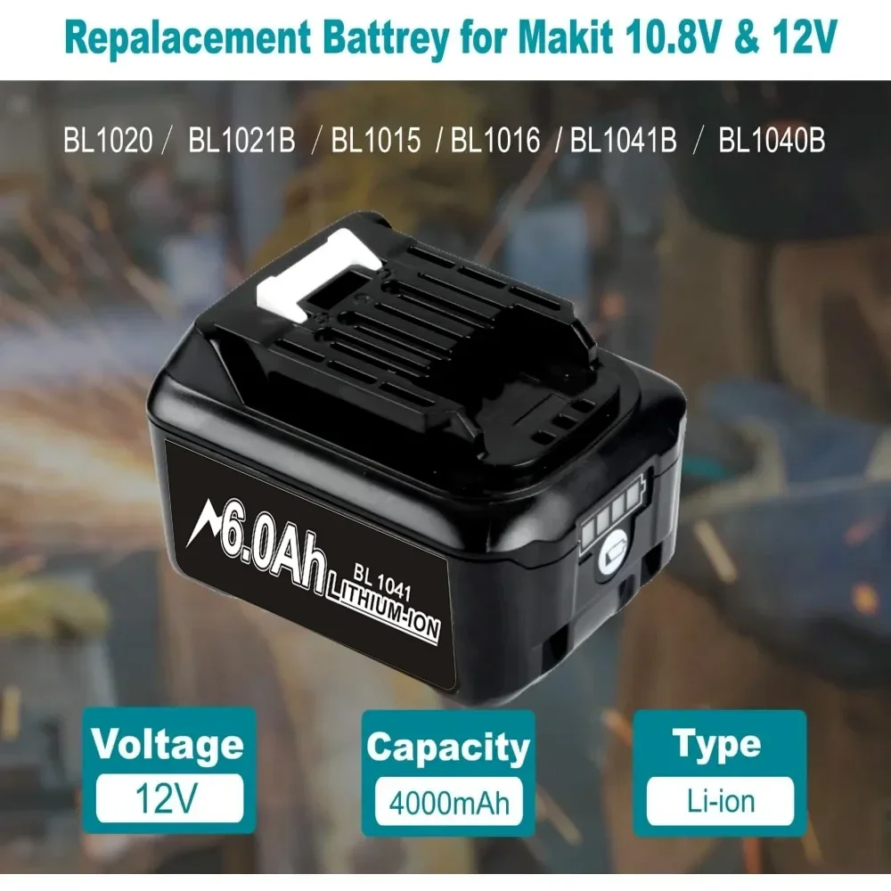 12V Lithium Battery 6Ah Rechargeable Battery For Makita Electric Drill L1016 BL1021B BL1041B Power Tools Replacement Batteries