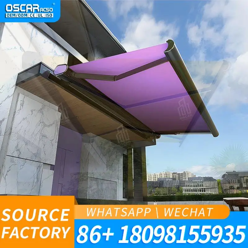 Aluminum Retractable Waterproof Sunshade Canopy with LED Lights for Restaurant Balcony Customizable PVC Pergola Ideal for Outdoo