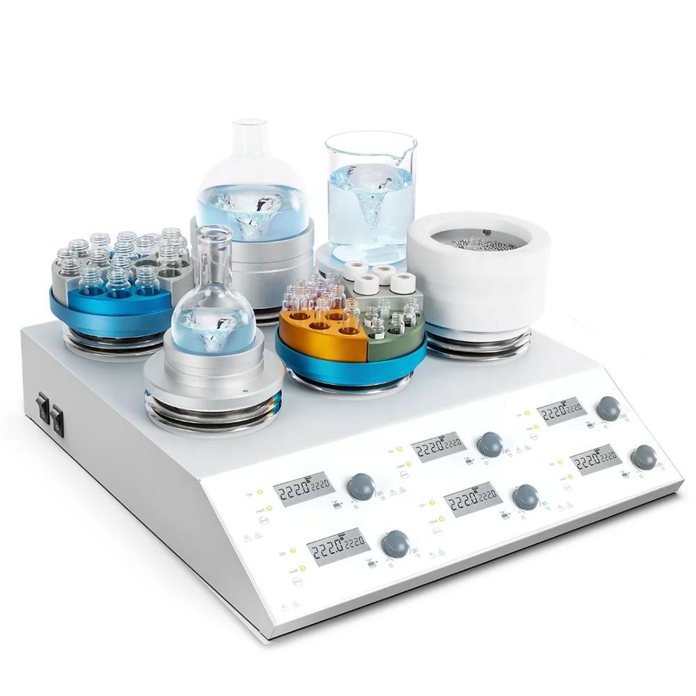 WEIAI Six-Position Digital Display Laboratory Magnetic Mixer Heating 18L Multiple Magnetic Stirrer Hot Plate With Stir Bar