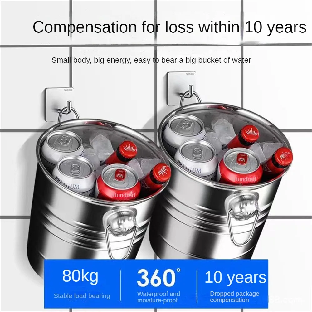 Ganchos auto-adesivos fortes em aço inoxidável, gancho de armazenamento de chaves, gancho viscose multifuncional, cozinha, banheiro, porta, parede