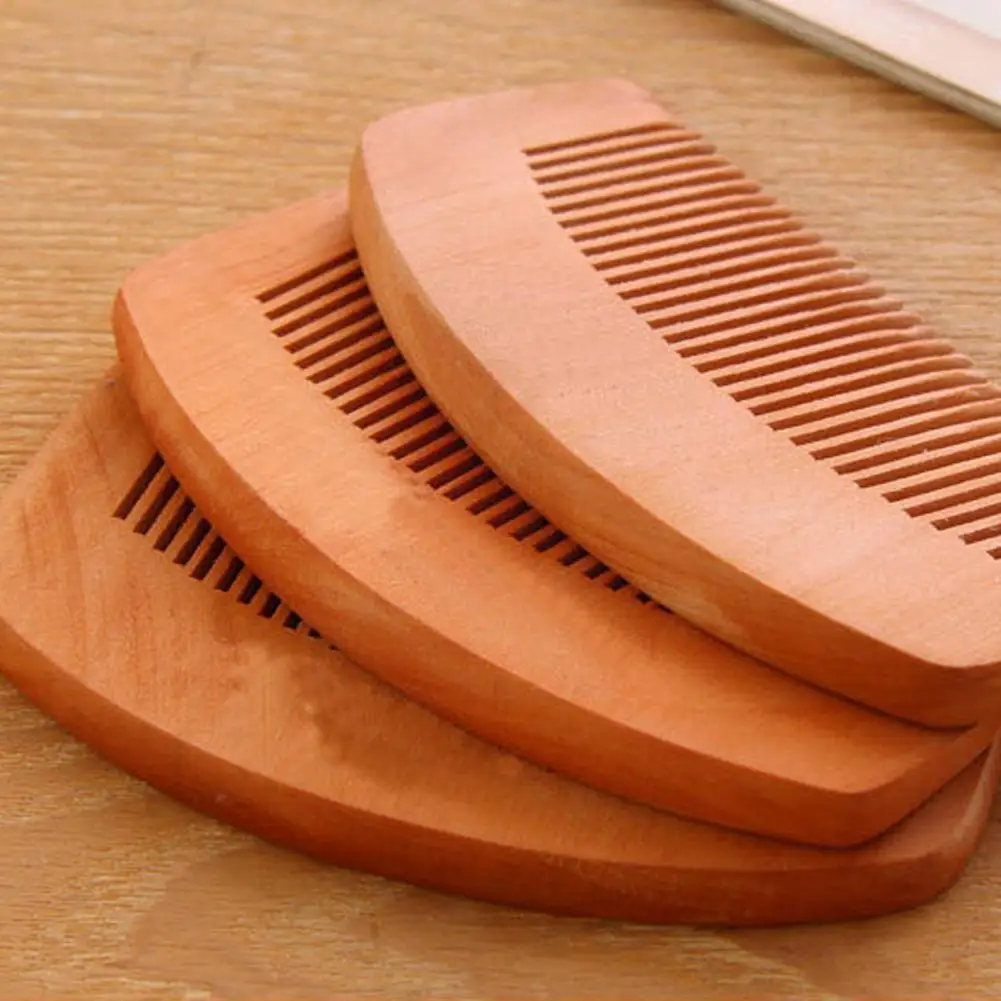 1 Pcs Natural Peach Wood Comb Close Teeth Anti-static Care Tools Hair Beauty Beard Accessories Wooden Massage Q3f4