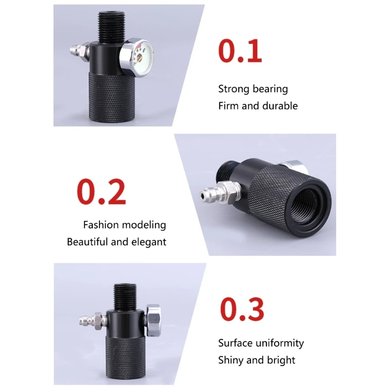 40 Nachtlicht-Display-Inflator-Adapter, praktischer Quick-Connect-Inflator-Adapter mit männlichem Kopf und Manometer