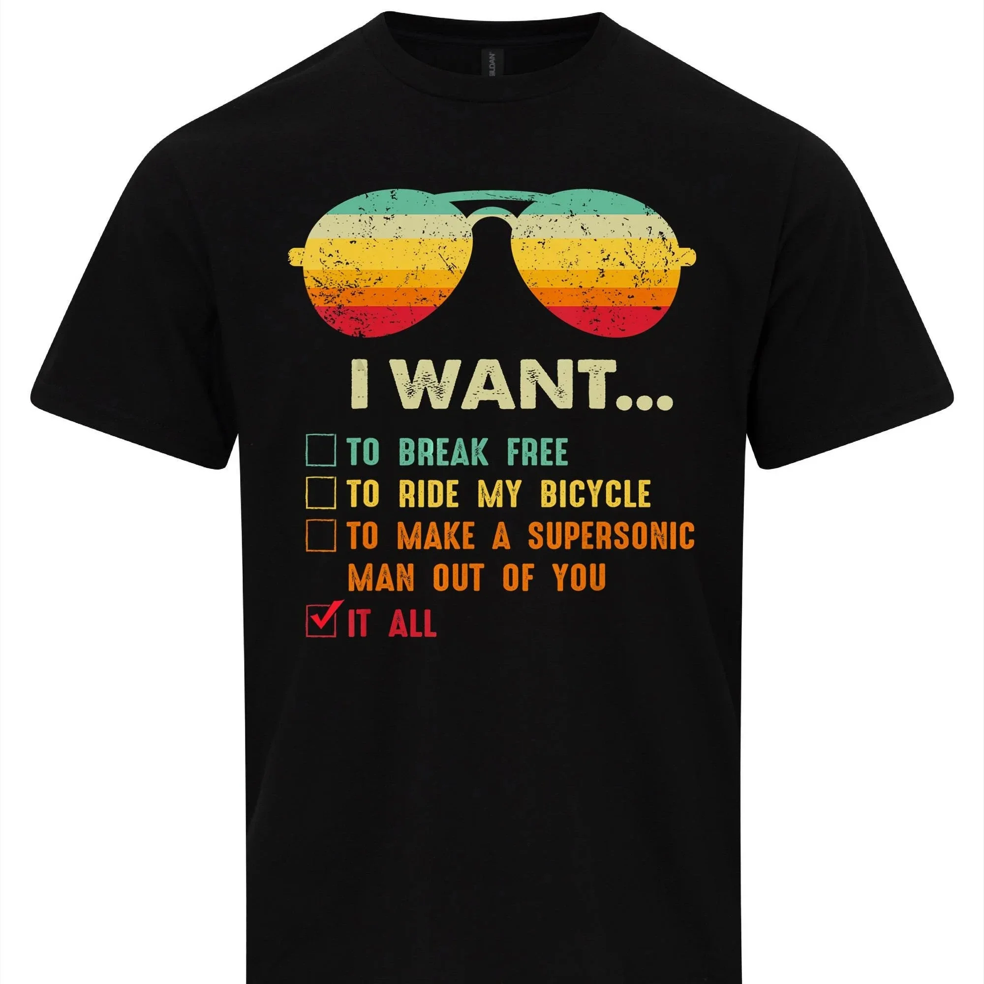 I Want It All To Break Free T-Shirt Graphic T Shirts Retro Streetwear High-quality Crew-neck Short-sleeved Men's T-shirt