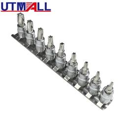 9pcs 5 Point Star Torx Screwdriver Bit Set 1/4 Inch Drive Pentalobe TS10 TS15 TS20 TS25 TS27 TS30 TS40 TS45 TS50