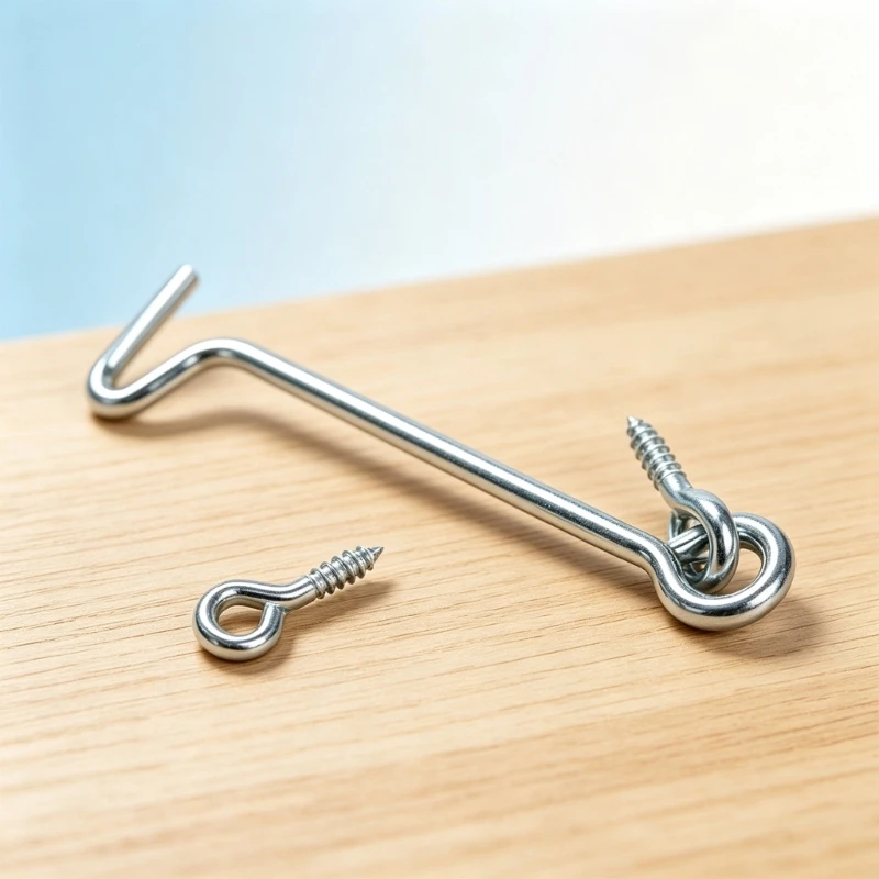 12 Iron Window Stay Fasteners, Hook and Eye Latches Hardware with Threaded Mounting Ends for Traditional or Metal D2RD