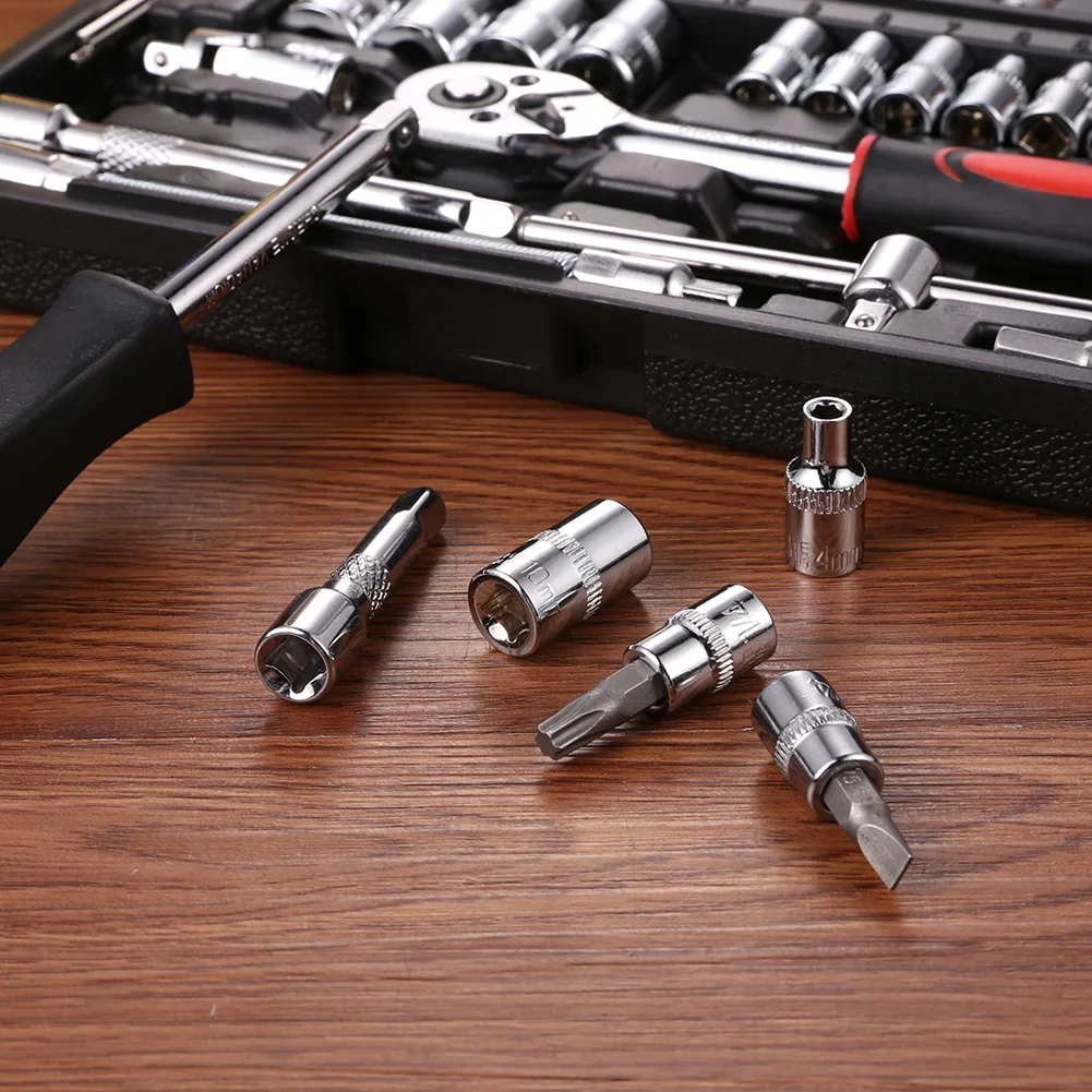 46PCS Car Repair Tool Set 1/4-Inch Socket Set Car Repair Tool Ratchet Torque Wrench Combo Tools Kit Auto Repairing Tool Set