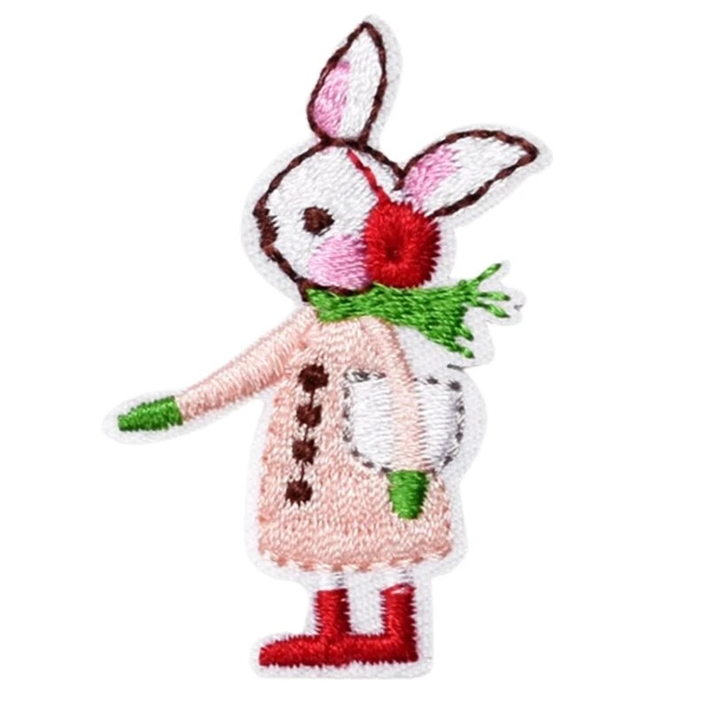 Patchs brodés lapin pâques 090B, transferts à repasser, appliqués pour vêtements, robe, à jouet artisanal fait à