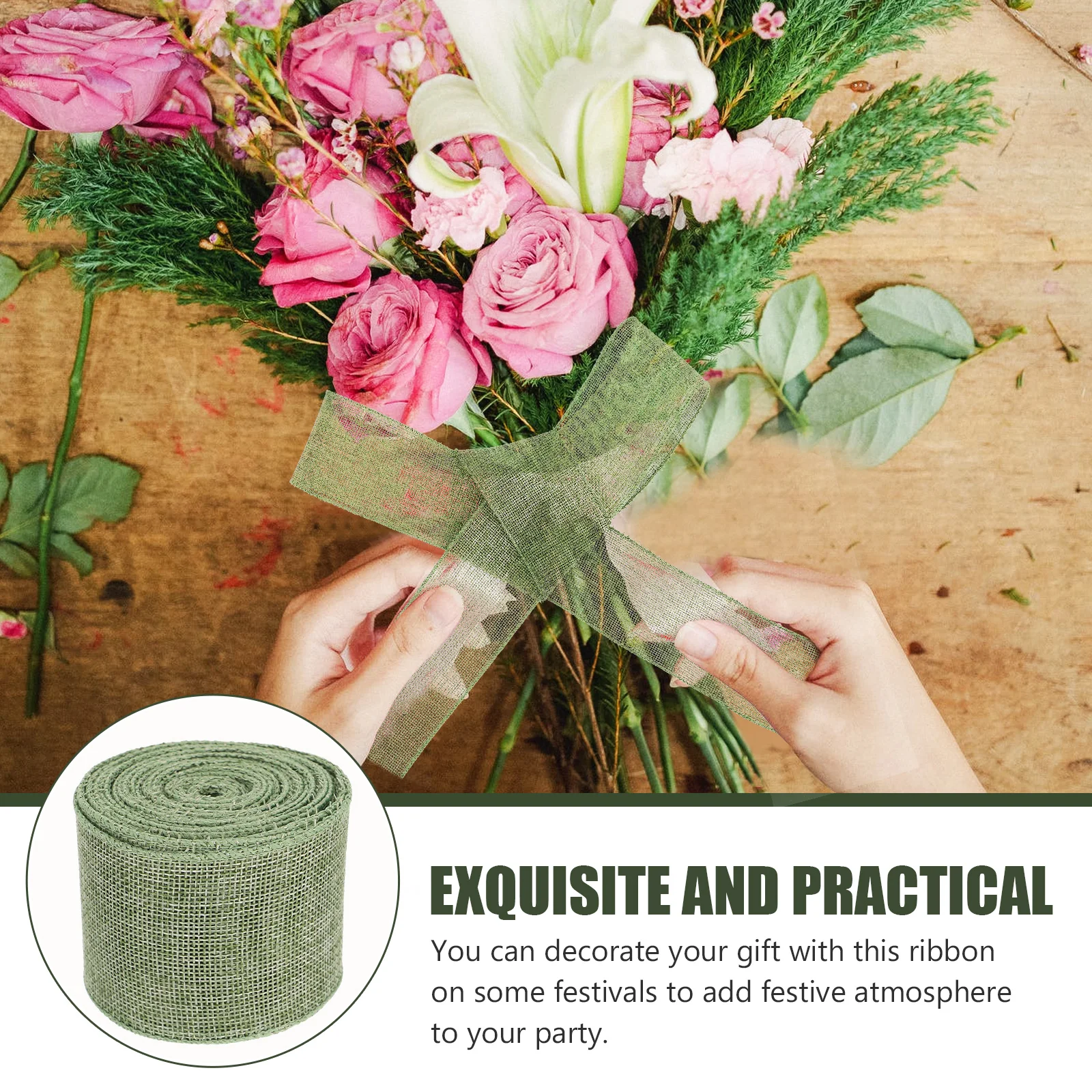 

1 Roll Gift Diy Linen Style Linen Packing Flower Decor Gift Flower Wrapping Wrapping Packing Ribbon Ribbon