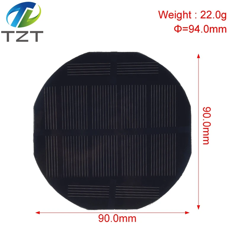 TZT 5.5V 180mA 0.99W Solar Panel Polycrystalline 90*90MM Mini Sunpower Solar System DIY for Battery Cell Phone Charger