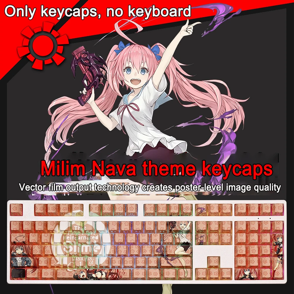 108 Keys/set That Time I Got Reincarnated as a Slime Keycaps PBT Dye Subbed Koleda Keycaps Cherry Anime Cartoon Gaming Key Caps