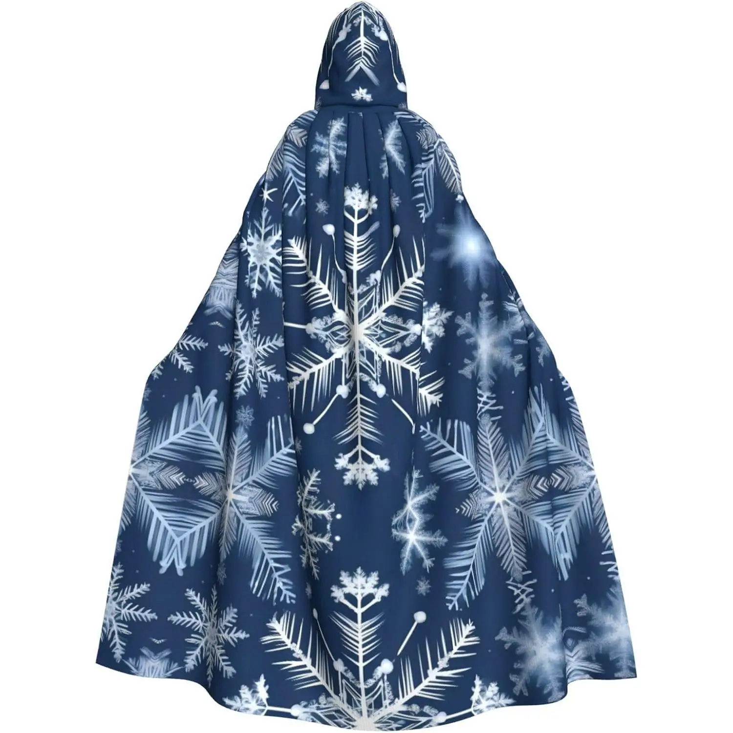 

Blue christmas snowflake Prints Adult Hooded Cape Cloak for Halloween Costume Parties and More Adult Men Women Christmas Cosplay