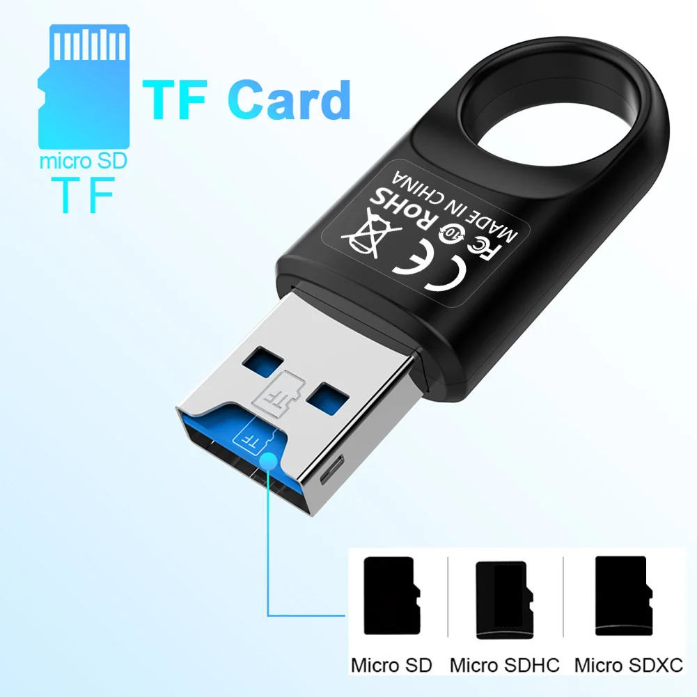 High Speed USB 3.0 Memory Card Reader Adapter Compatible with TF MicroSD Cards for PC Laptop Smartphones