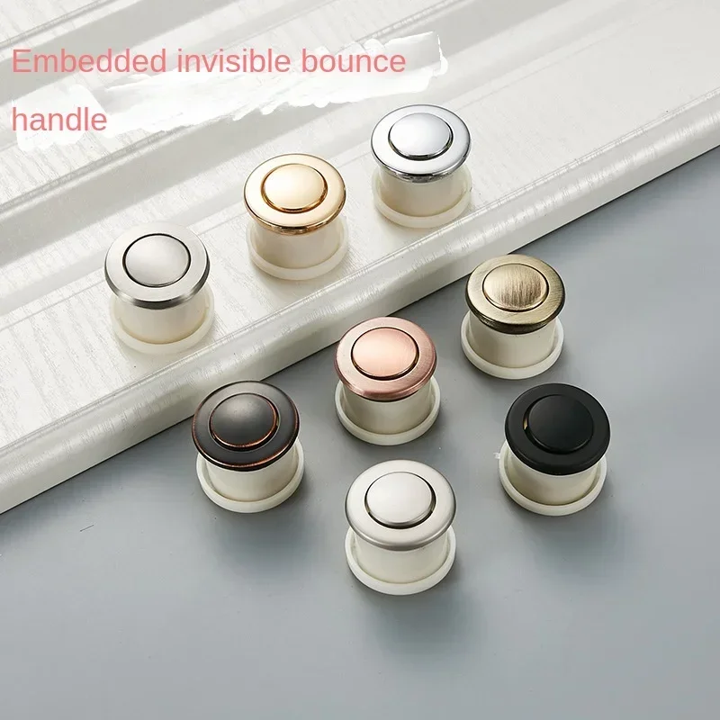 Japanese Tatami Embedded Spring Invisible Bouncing Handle Concealed Drawer Round Cupboard Door Handle Wholesale Hardware